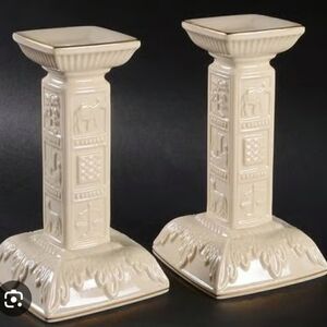 Lenox Judaic Collection Porcelain Candlesticks - 12 Tribes - Sabbath, Cream Gold
